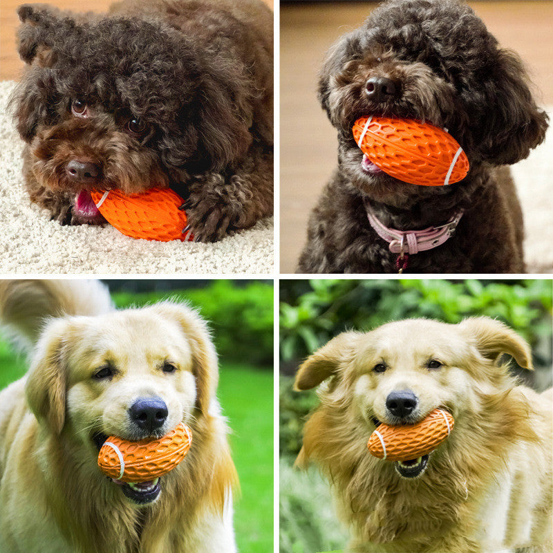 Durable Rugby Dog Toy – Bite-Resistant & Squeaky Chew Ball for Fun Play and Boredom Relief