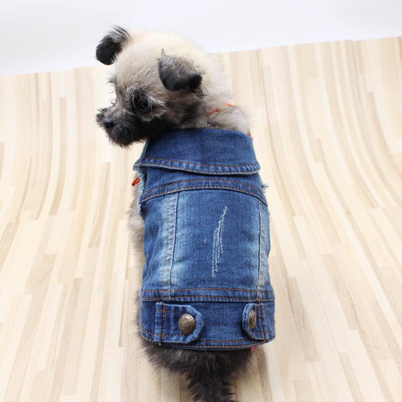 Vintage Scratch Pattern Denim Vest Personalized Vest Pet Clothing