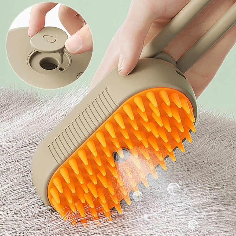 3-in-1 Cat & Dog Steam Brush – Electric Pet Grooming Comb, Hair Removal & Massage Spray Brush