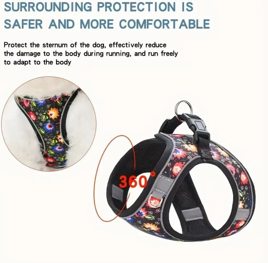 Step-In No-Pull Dog Harness & Leash Set – Adjustable Soft Mesh Reflective Vest for Small & Medium Dogs