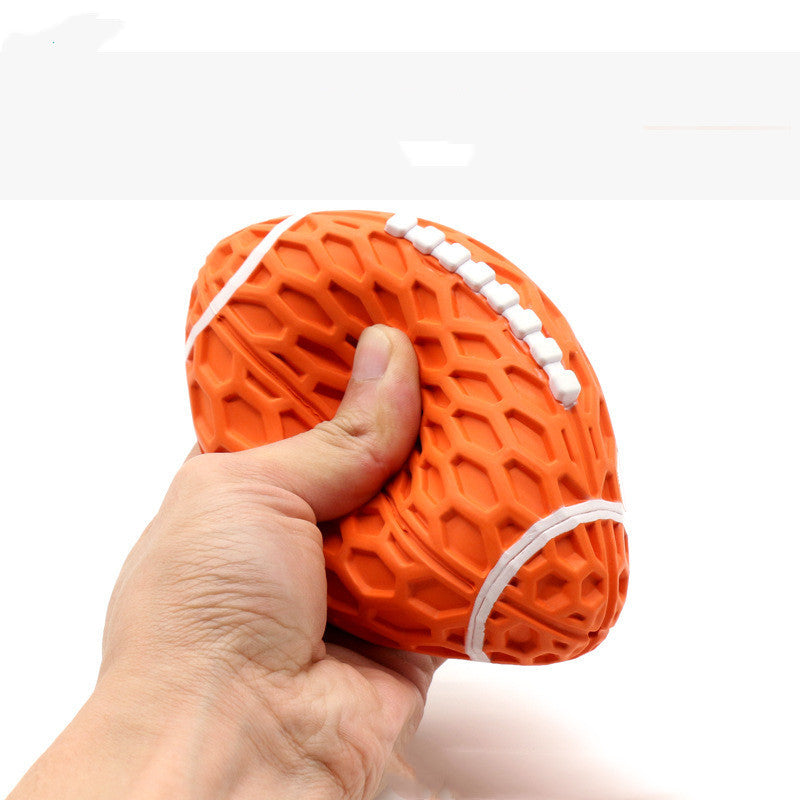 Durable Rugby Dog Toy – Bite-Resistant & Squeaky Chew Ball for Fun Play and Boredom Relief