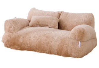 Plush Dog Sofa Bed – Soft Rabbit Fur Pet Couch for All Sizes