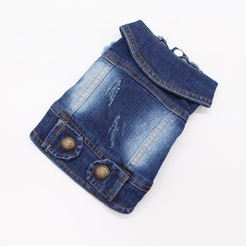 Vintage Scratch Pattern Denim Vest Personalized Vest Pet Clothing
