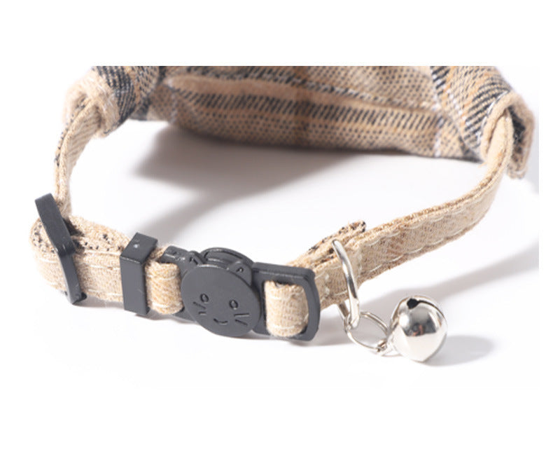 Plaid Bow Tie Cat Collar Bandana – Adjustable Breakaway Collar for Cats & Small Pets
