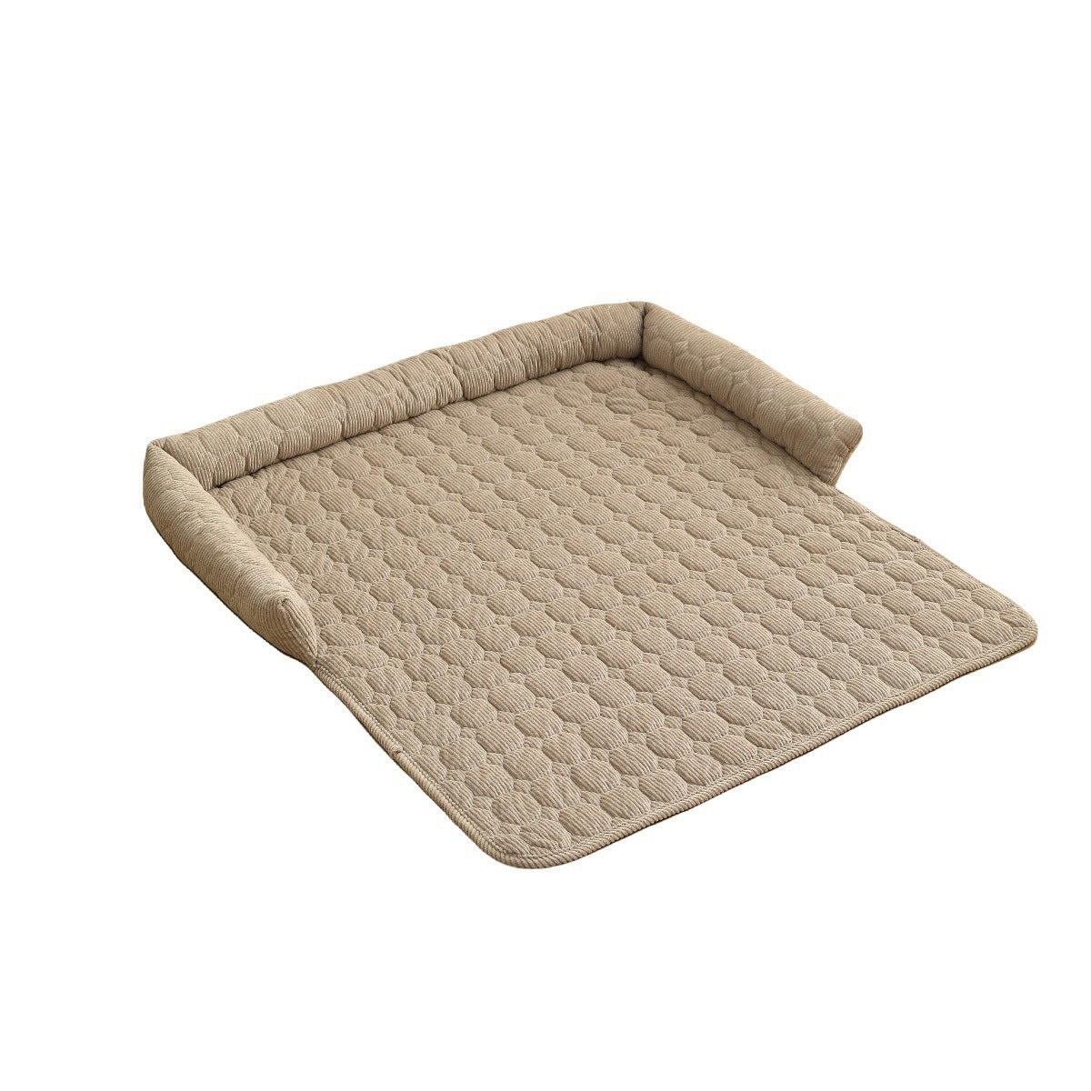 Corduroy Calming Pet Bed & Blanket Mat with Neck Pillow – Soft, Thick Dog & Cat Nest for Home, Car & Outdoor Use