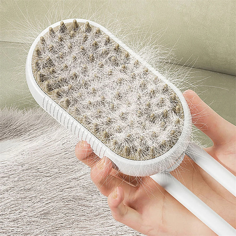 3-in-1 Cat & Dog Steam Brush – Electric Pet Grooming Comb, Hair Removal & Massage Spray Brush